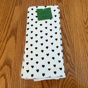 Kate Spade Set of 3 Black Heart & Stripe Kitchen Towels